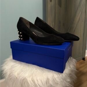 Stuart Weitzman Black Heels with Pearl Accents
